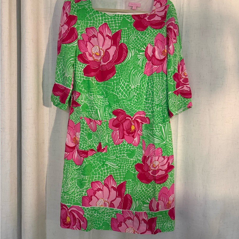 Lilly Pulitzer Sophie Shift Dress Koi Fish Lotus Blossom Print